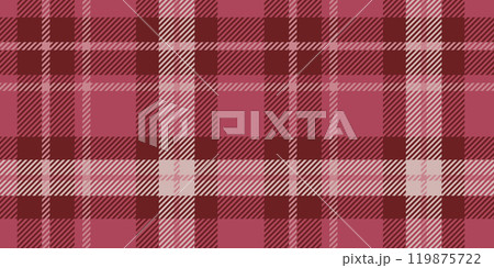 Seamless pattern with a classic plaid design in varying shades of pink and red. The intersecting lines and squares form a traditional tartan look 119875722