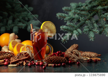 Hot Christmas drink with spices. 119875890