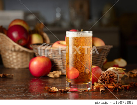 Apple cider with fresh apples, cinnamon, and anise. 119875895