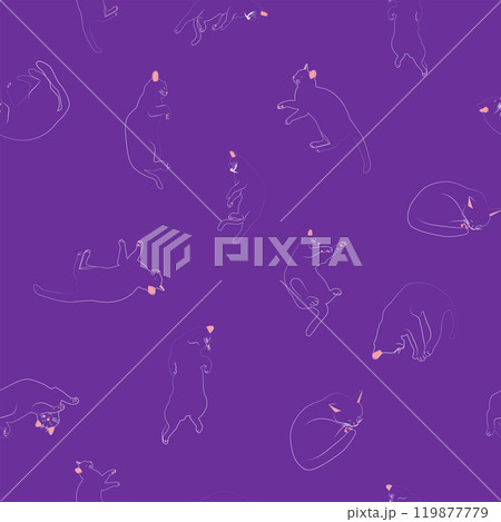 Mystical seamless pattern of cats in boho style, silhouette collection. Esotericism and mysticism, occultism. 119877779