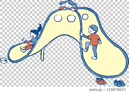 Children playing on a slide in the park 119878023