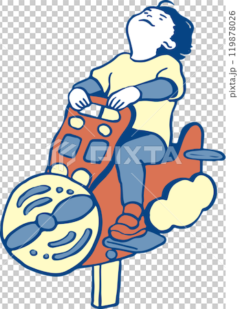 孩子們在公園玩飛機遊樂設備 孩子們在公園玩飛機遊樂設備 119878026