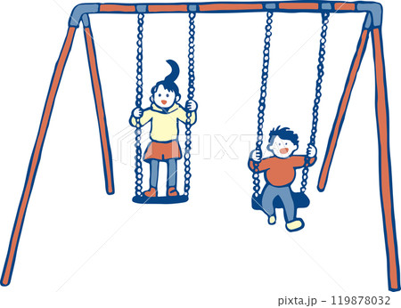 公園のブランコで遊ぶ子どもたち 119878032