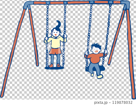 公園のブランコで遊ぶ子どもたち 119878032