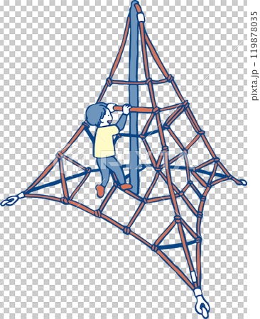 孩子們在公園玩攀岩設備 孩子們在公園玩攀岩設備 119878035