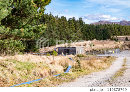 The pump station at Lough Anna, the drinking water supply for Glenties and Ardara - County Donegal, Ireland 119878769