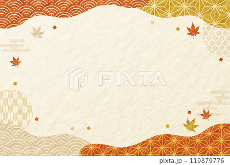 秋・紅葉の和柄 和紙の背景 お歳暮 秋・紅葉の和柄 和紙の背景 お歳暮 119879776