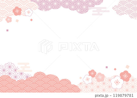 梅・正月・年賀状・新年・和柄・背景・枠 119879781