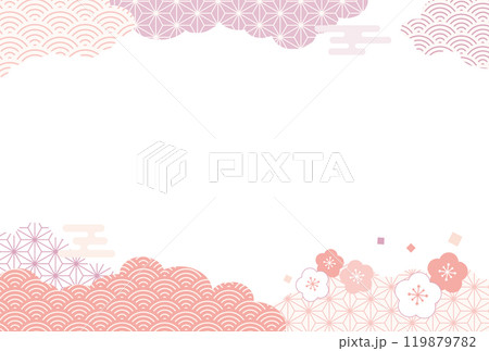 梅・正月・年賀状・新年・和柄・背景・枠 119879782