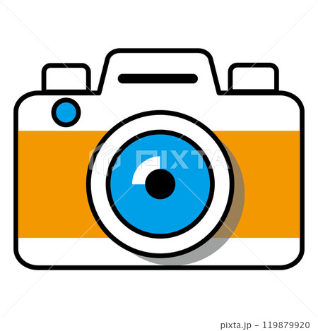 シンプルでフラットな白バックのカメラのイラスト 119879920