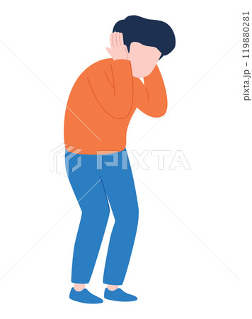 頭を抱えて悩む男性のイラスト 頭を抱えて悩む男性のイラスト 119880281