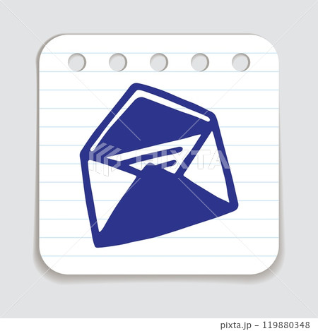 Doodle Open envelope with letter icon or logo, hand drawn with thin black line 119880348