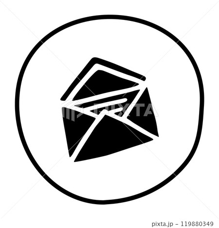 Doodle Open envelope with letter icon or logo, hand drawn with thin black line 119880349