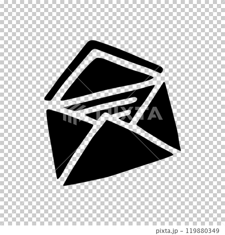 Doodle Open envelope with letter icon or logo, hand drawn with thin black line 119880349