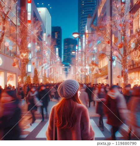 イルミネーションに輝く街並み 119880790