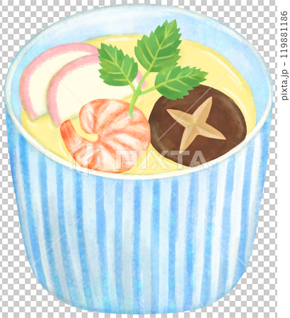 茶碗蒸插畫蛋菜 119881186