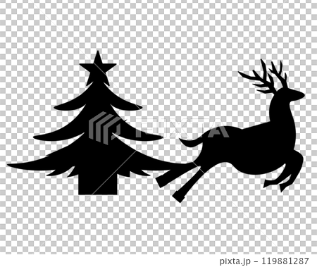 Christmas tree and reindeer. Vector illustration 119881287