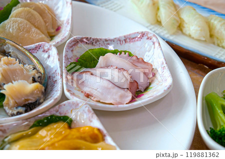 Korean Seafood Food. Boiled Octopus Sashimi Korean Seafood Food. Boiled Octopus Sashimi 119881362