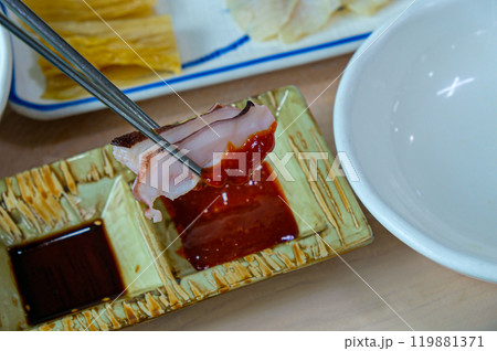 Korean Seafood Food. Boiled Octopus Sashimi 119881371
