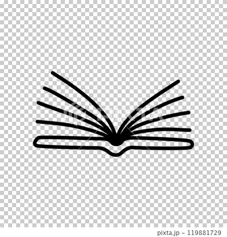 Doodle book icon handdrawn with ink pen. Knowledge and education symbol 119881729