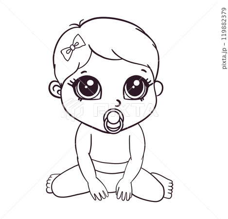 Cute Girl cartoon hand drawn vector illustration 119882379