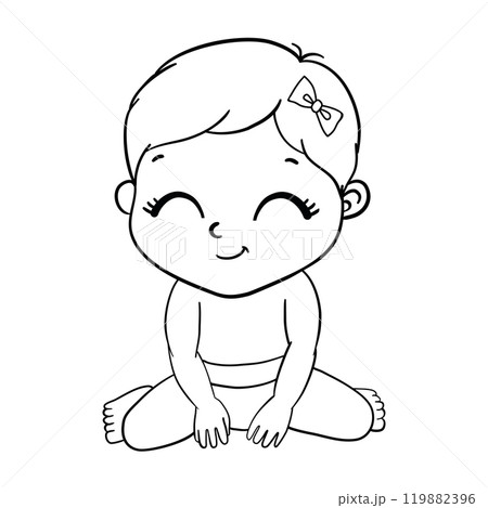 Cute Girl cartoon hand drawn vector illustration 119882396