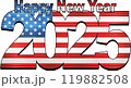 Happy New Year 2025 with USA flag inside 119882508