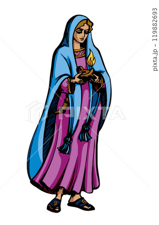 Vector drawing. Girl with a lamp 119882693