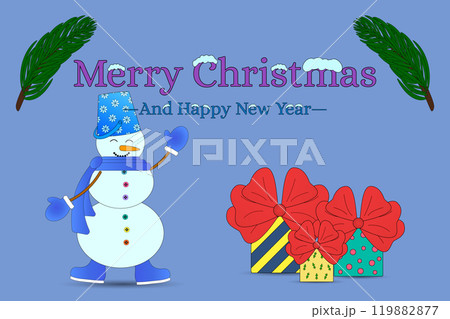 Christmas Snowman with Gifts Holiday Card Christmas Snowman with Gifts Holiday Card 119882877