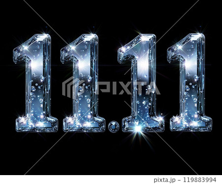 1111 letters on black background. Cristal Illustration for Shopping Day. 3d Design for online sales 119883994
