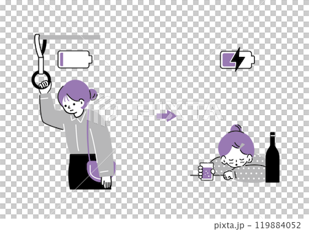 充電をビールで充電する女性 119884052