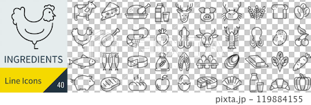 食材に関するアイコンセットのイラスト素材 [119884155] - PIXTA