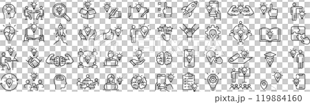 Vector monochrome idea line icon set 119884160