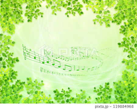 新緑と音符と背景 119884968