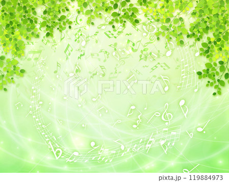 新緑と音符と背景 119884973