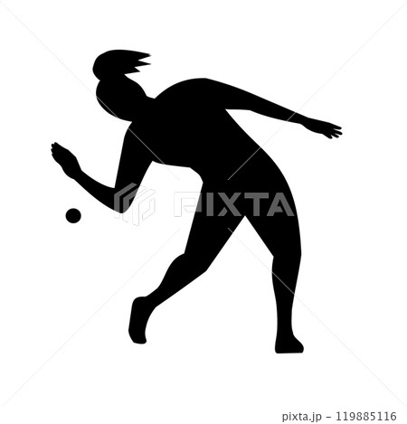 Female American Handball or Wallball Player Hitting Ball Front View Silhouette Female American Handball or Wallball Player Hitting Ball Front View Silhouette 119885116