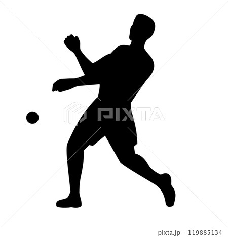 Male American Handball or Wallball Player Hitting Ball Front View Retro Male American Handball or Wallball Player Hitting Ball Front View Retro 119885134