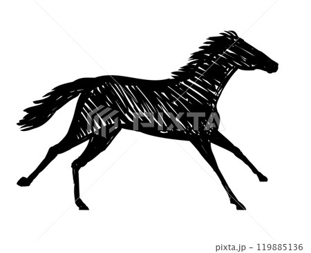 Horse or Stallion Racing Running Galloping Drawing Horse or Stallion Racing Running Galloping Drawing 119885136