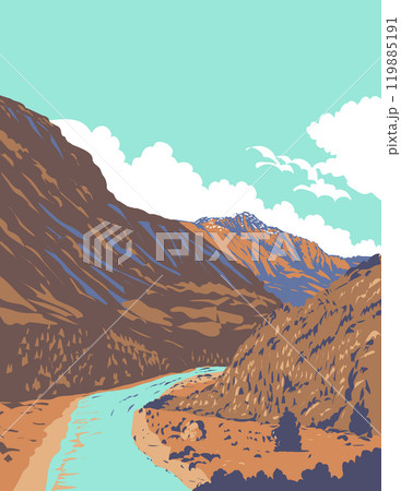 Shotover River Kimiakau in Queenstown New Zealand WPA Poster Art Shotover River Kimiakau in Queenstown New Zealand WPA Poster Art 119885191