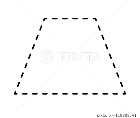 Dotted trapezoid figure isolated on white background. Geometric shape with dashed lines. Cut here pictogram. Vector outline illustration 119885341