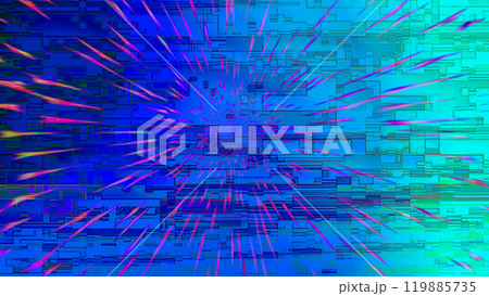 Abstract drawing, background image. A lot of structural rectangles, squares and steps. Graphic, arbitrary form of various figures. Pixilization. 119885735