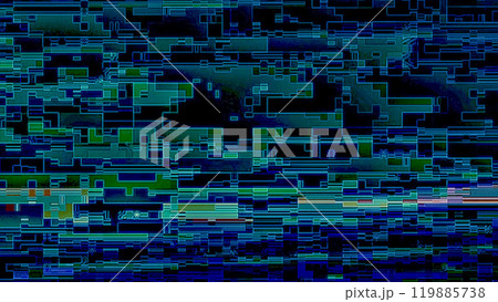 Abstract drawing, background image. A lot of structural rectangles, squares and steps. Graphic, arbitrary form of various figures. Pixilization. 119885738