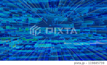 Abstract drawing, background image. A lot of structural rectangles, squares and steps. Graphic, arbitrary form of various figures. Pixilization. 119885739