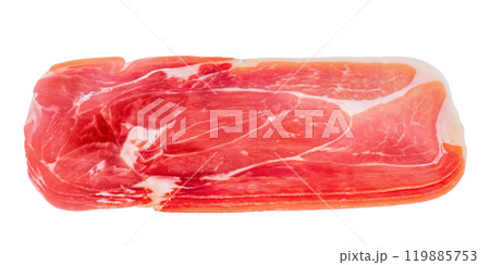 Slices of delicious jamon isolated on white 119885753