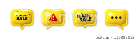 Offer speech bubble 3d icons. Clearance sale tag. Special offer price sign. Advertising discounts symbol. Clearance sale chat offer. Flash sale, danger alert. Text box balloon. Vector Offer speech bubble 3d icons. Clearance sale tag. Special offer price sign. Advertising discounts symbol. Clearance sale chat offer. Flash sale, danger alert. Text box balloon. Vector 119885812