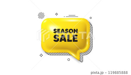 3d speech bubble icon. Season sale tag. Special offer price sign. Advertising discounts symbol. Season sale chat talk message. Speech bubble banner. Yellow text balloon. Vector 119885888