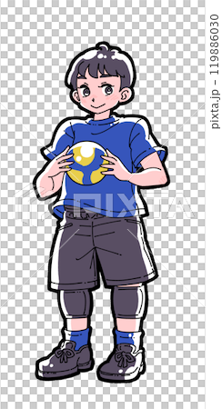 バレーボールを持った男の子のイラスト バレーボールを持った男の子のイラスト 119886030