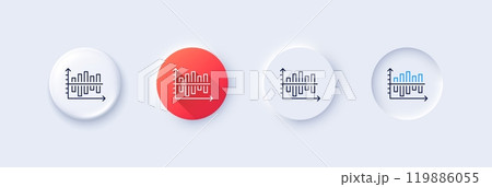 Diagram chart line icon. Neumorphic, Red gradient, 3d pin buttons. Column graph sign. Market analytics symbol. Line icons. Neumorphic buttons with outline signs. Vector 119886055