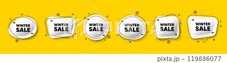 Winter Sale tag. Speech bubble 3d icons set. Special offer price sign. Advertising Discounts symbol. Winter sale chat talk message. Speech bubble banners with comma. Text balloons. Vector Winter Sale tag. Speech bubble 3d icons set. Special offer price sign. Advertising Discounts symbol. Winter sale chat talk message. Speech bubble banners with comma. Text balloons. Vector 119886077