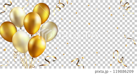 背景與金色氣球和五彩紙屑 119886209